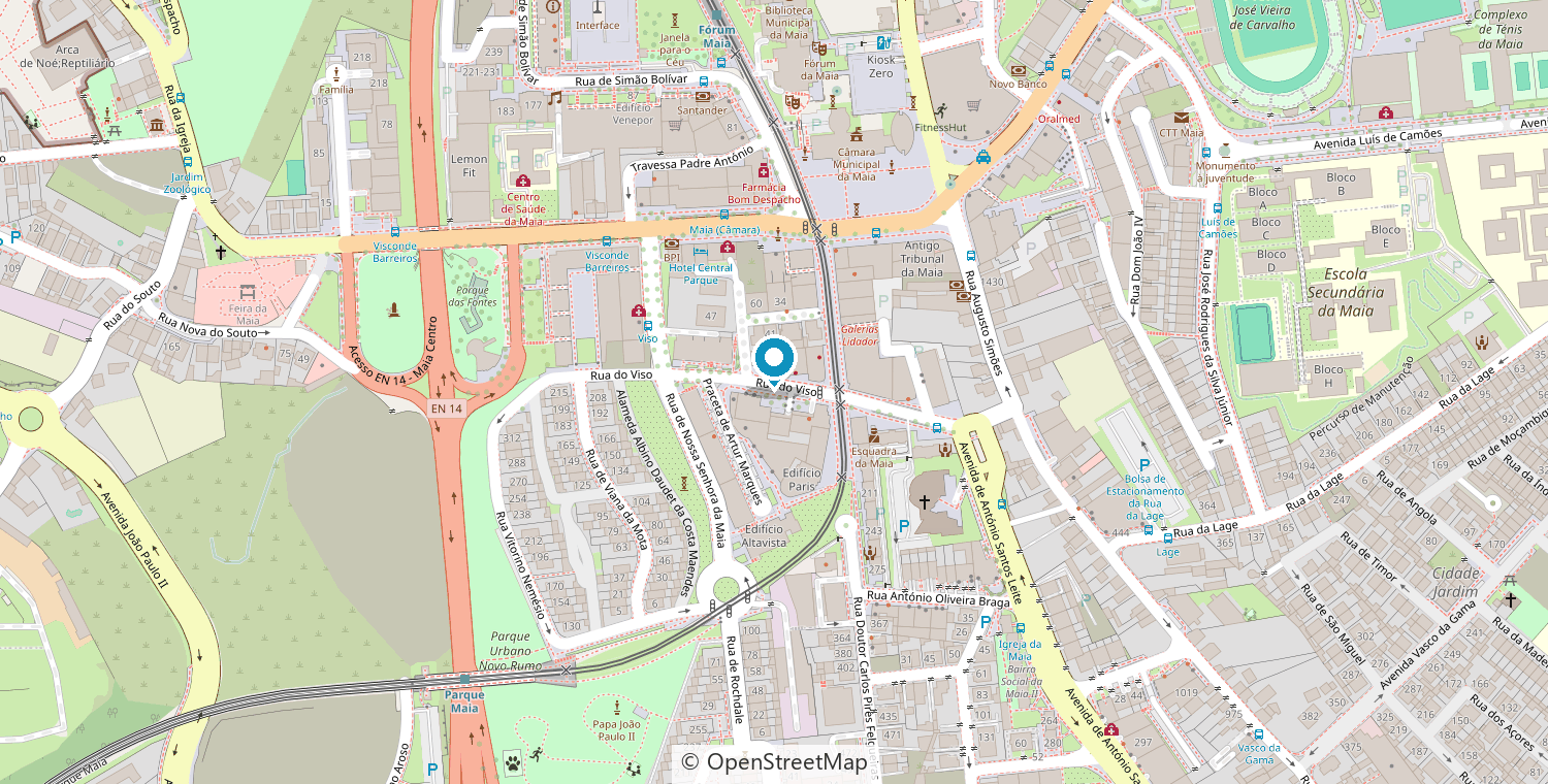 Mapa da localização do Centro Heurística — Rua do Viso n.º 65, salas 12, 13 e 14, 4470-220 Maia